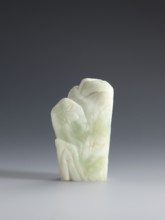 Small screen on a base, Chinese, Qing 1644–1911. Pale green jadeite small screen with an oval