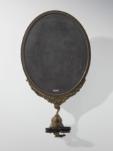 Framed oval screen, Chinese, Qing 1644–1911. Oval screen made of black slate in a gilded bronze