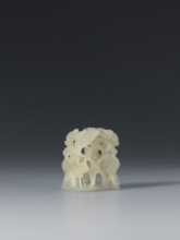 Ornament, Chinese, Ming 1368–1644, Ming style; jade boss ornament depicting bosses, lotuses,