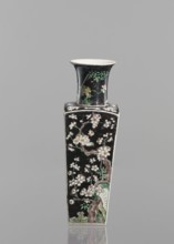 Vase;, Chinese; Qing dynasty 1644–1911; 18th century; colored porcelain famille noire with floral