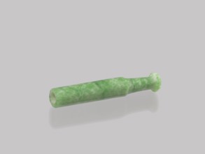 Cigarillo, Chinese, Qing 1644–1911, smoking tobacco pipe, cast glass, green and white, 19th
