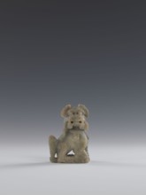 Seated lion, Chinese, lion fo iconography, Qing dynasty 1644–1911. Carved soapstone elephantine,