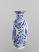 Vase, Chinese, Qing dynasty Kangxi period, 1662–1722. Blue-and-white porcelain ovoid vase with a