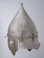 Helmet, Islamic art, Turkish, Ottoman dynasty 1299–1922, militaria headgear. Movable cheekpieces