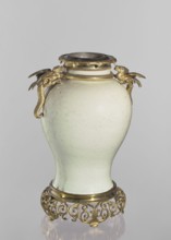 Vase, Chinese, Qing dynasty 1644–1911. Gilded bronze on the base and neck. Shoulders with two