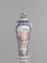 Vase with a lid, Chinese, ceramics, colored porcelain, 18th century. Vessel height 28 cm. The lid