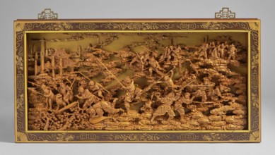 The Monkey King's Fight - panel, unknown sculptor. Chinese art; Chinese culture; Qing 1644–1911.