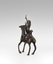 Shoulao on a deer - incense burner, deer figurine; Chinese art, Taoist sage Shoulao Shouxing