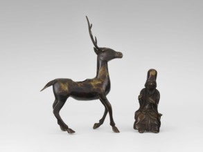 Shoulao on a deer — incense burner; creator, deer and figurines; Chinese art; Chinese culture;
