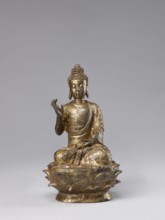 Buddha on a Lotus Throne, Chinese, figurine, Chinese Buddhism, lotus throne iconography, Buddhist