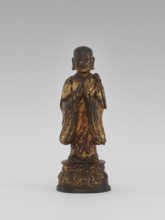 Monk, Chinese, Luohan arhat figure, monk, sage; Buddhist art; lotus throne iconography; Qing