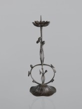 Candlestick shokudai, Takimoto, Iwami; craftsman; Japanese art; Japanese culture; lotuses; leaves;