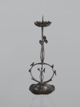 Candlestick shokudai, Takimoto craftsman, Japanese, lotus and leaf motifs, Meiji period 1868–1912,