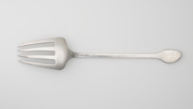 Serving fork; maker, Chinese; cutlery; coins and bats iconography; kitchens; Qing dynasty