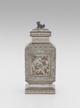Teapot with a lid, Narozno Eckersdorf. Tea vessel decorated with plums, birds, lions, clouds and