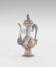 Wine jug, Chinese, plastic decorations of lotuses and longevity shou and dragons, Qing 1644–1911,