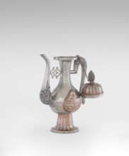 Wine jug, Chinese, plastic decorations of lotuses, longevity shou character, and dragons; Qing