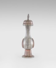 Wine jug, Chinese, plastic decorations of lotuses, longevity shou character, and dragons; Qing
