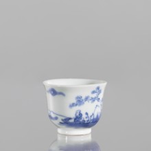 Bowl, 18th century Japan, blue-and-white porcelain vessel, height 3.8 cm, width 5.0 cm; decoration: