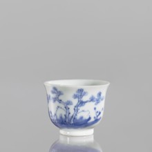 Bowl, 18th century Japan, Japanese ceramics, blue and white porcelain; vessel with painted scene of