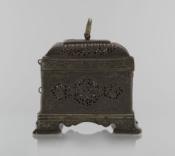 Box; Persian Iran, Qajar dynasty 1785–1925, 19th century. Rectangular box on four feet with lid and