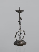 Candlestick shokudai, maker Takimoto, Iwami; Japanese; motifs: lotuses and leaves; Meiji period
