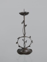 Candlestick shokudai, maker Takimoto, Iwami; Japanese; decorated with lotuses and leaves; style: