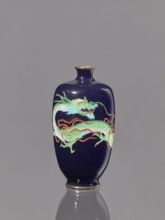 Vase, cloisonné enamel on silver, Meiji period 19th/20th century, Japan. Vase on a low ring-shaped