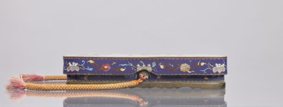Letter box fubako with lid, Japanese, Meiji 1868–1912, cloisonné enamel, decorated with birds and