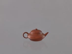 Teapot with lid; maker,  noted; Chinese, Qing dynasty 1644–1911; Yixing red stoneware teapot; 19th