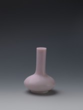 Vase, Chinese, Qing dynasty, Qianlong period 1736–1795. Flask of pale pink glass on a low ring foot