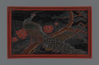 Box with a lid, Japanese art, Japanese culture, Meiji 1868–1912, boxes, lacquer, peacocks, pines,