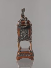 Incense burner koro with cover, Japanese, Meiji 1868–1912. Bronze vessel in the shape of a cuboid