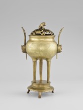 Censer with a cover, ; animals, fruits ornament, birds decorative motif, plant ornament; Korean,