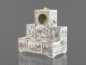 Pedestal for a writing set three-stage, gift, repossession Krakow, ceramics decorated with flowers,