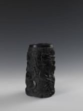 Vase, Chinese, Qing dynasty 1644–1911, 19th century. Vessel with bas-relief decoration depicting