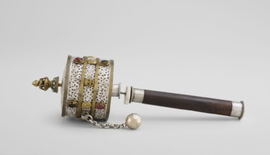 Prayer wheel, Tibetan Buddhist ritual scroll/cult object, 19th century, Tibet; height 28 cm;