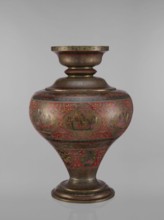 Vase, 19th century, India. Vase with a bulging, flattened belly tapering toward the bottom; wide