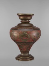 Vase, 19th century, India. Vase with a bulging, flattened belly tapering toward the bottom; wide