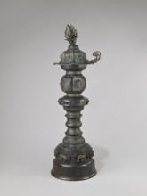 Temple lantern, Japanese, Edo period 1603–1868, Man'en 1860–1861. Bronze lantern featuring dragons,