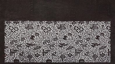 Katagami dyeing stencil with auspicious treasures motif takarazukushi, Japanese, Meiji period 2nd