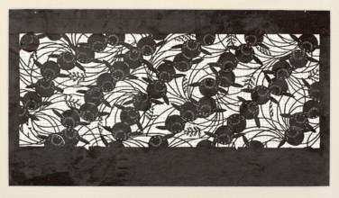 Katagami dyeing stencil with pampas grass and rabbit motif susuki ni usagi, Japanese, Meiji period
