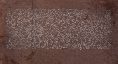 Dyeing stencil katagami with a plant tendril and chrysanthemum motif karakusa ni kiku, ise-katagami