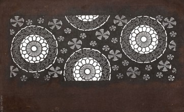Katagami dyeing stencil with a motif of stylized floral rosettes kawari kamon moyô, ise-katagami