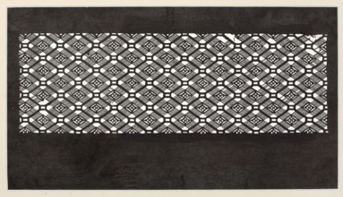 A katagami dyeing stencil for painting kimono, cut into a koshi check ornament with small floral