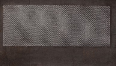 Katagami dyeing stencil; geometric pattern made of a dense grid of small rhombuses, Japanese, Meiji