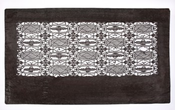 Katagami dyeing stencil; geometric-floral pattern stylized after the traditional Chinese brocade