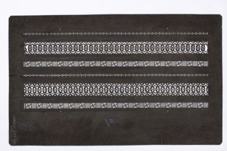 Katagami dyeing stencil with a pattern of horizontal ornamental stripes; geometric ornament;