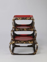 Set of three trays on legs kakeban. Japanese, Edo period early 19th century. Low tables,