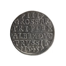 Trojak coin by Maciej Schilling; co-creator Jost Ludwik Decjusz fl. 1528–1535; mintmaster. Obverse: